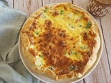 Quiche asperges, petit pois et bleu