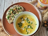 Repas automnal : soupe et tarte brie – champignons