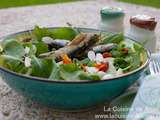 Salade de roquettes,mozzarelle, anchois et amandon