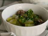 Soupe de courge vietnamienne, soupe de arek aux boulettes de viandes