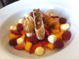 Fruits, citron, mascarpone et pastilla de fruits secs