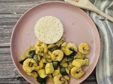 Dés de courgettes aux crevettes marinées
