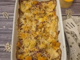 Gratin de butternut, pommes de terre au bacon