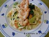 Brochettes de crevettes aux tagliatelles fraiches