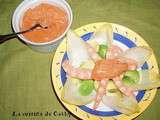 Salade avocat et crevettes, sauce cocktail