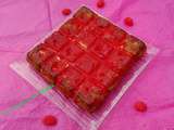 Brownie chocolat blanc-pralines roses