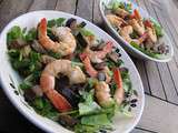 Gambas sur lit de salade - la recette