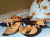 Moules et riz sauce poivron au Muscat