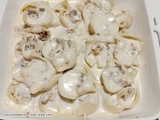 Pâtes farcies poulet champignons sauce Alfredo