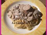 Spaghettis au boudins blancs & champignons