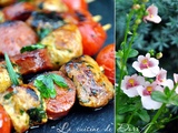 Brochettes de sot-l'y-laisse, chorizo et tomates cerises