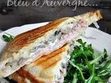 Croque-Monsieur au jambon, cantal et champignons