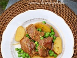 Epaule de veau au citron & romarin, petits pois frais, pommes de terre grenaille