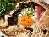 Galettes aux champignons, cantal, jambon de pays