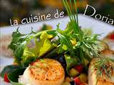 Mesclun de Saint-Jacques, praires, amandes au fin vinaigre balsamique