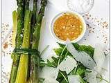 Salade d'aperges et poireaux vinaigrette et copeaux de Manchego