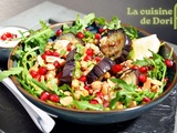 Salade d'inspiration libanaise, aux aubergines, pois chiches et zaatar