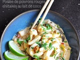 Sauté de calamars, poêlée de poivrons rouges avec shiitakés au lait de coco