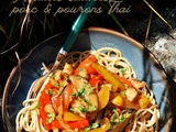 Spaghettis sautés, porc & poivrons à la Thaï