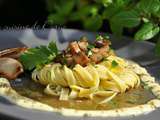 Tagliatelles aux cèpes et mousseline de gruyère