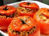 Tomates farçies, boulgour et duxelles de champignons de Paris