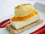 Dacquoise au Gingembre Pana Cotta au Citron de Pica et Sorbet Orange