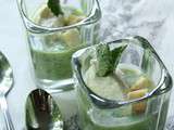 Gaspacho Pomme Concombre à la Menthe et Chantilly au Chèvre