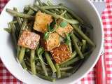 Haricots verts au tofu mariné et caramélisé