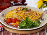 Omelette aux crozets et lardons