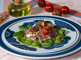 Taboulé de trio de quinoa au poulpe, citron et ail des ours