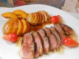 Magret de canard aux figues et pommes ou pèches