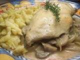 Poulet au champagne et ses spatzels