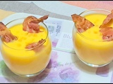 Soupe froide de courgettes, tomate à la pancetta