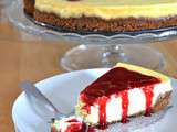 Cheesecake et coulis de framboise