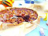 Fondant très gourmand au chocolat et à la fleur de sel, pistaches et noisettes caramélisées