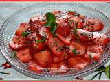 Carpaccio de fraises à la menthe-chocolat