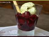 Chaud-froid de cerises, glace pistache