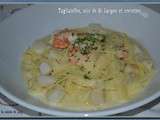 Tagliatelles, nois de St Jacques et crevettes