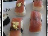 Sushis de thon et sushis de thon au gingembre frais