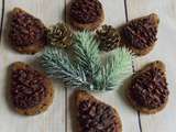 Pommes de pins sur biscuits aux flocons d'avoine et grué de cacao