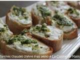 Tartines chaudes de chèvre frais et pesto