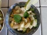 Salade de fruits et son sirop vanille menthe citron