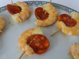 Brochettes de crevettes au chorizo