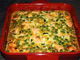 Clafoutis au saumon,courgettes et petits pois