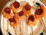 Brochettes de gambas au chorizo