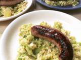 Saucisse de Toulouse sur lit de courgettes