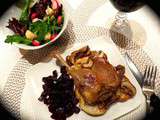 Cuisses de canard confites, sauce aux champignons minute