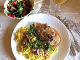 Escalopes de poulet poêlées, sauce crémeuse à l’italienne