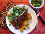 Foie de veau poêlé, sauce à l'orange et aux pruneaux