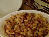 Macaroni gratiné à la pomme et aux saucisses